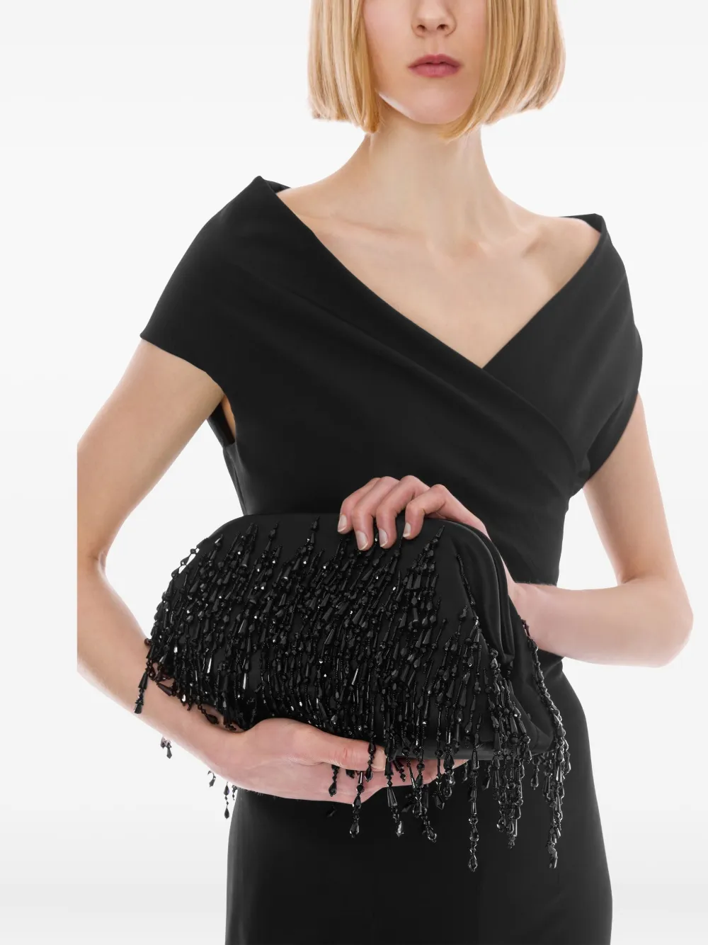 Alberta Ferretti Clutch met kralen Zwart