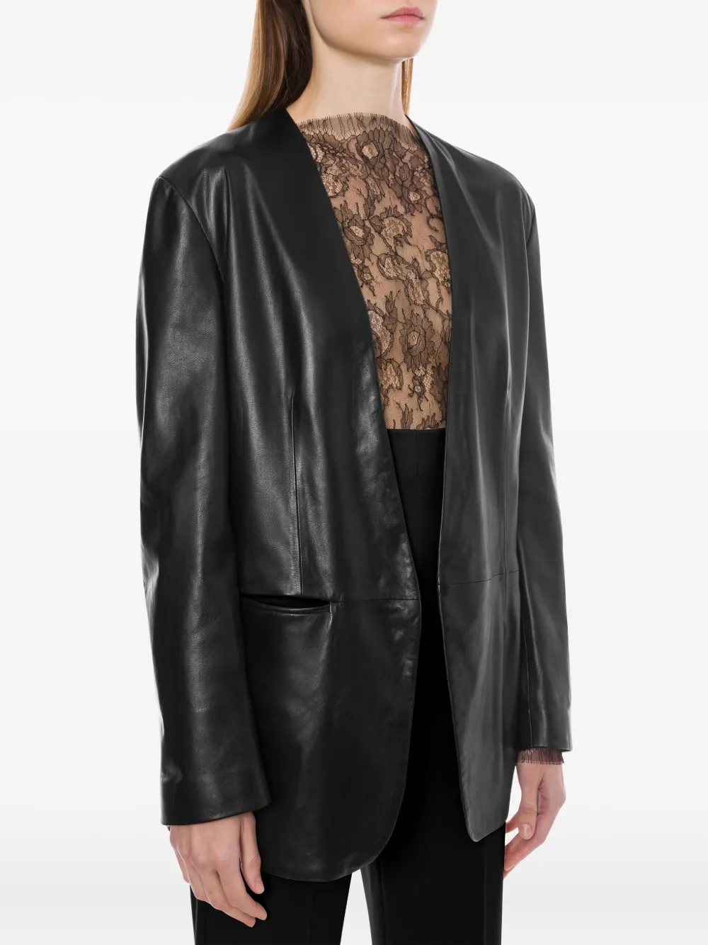 Alberta Ferretti Leren wikkeljack Zwart