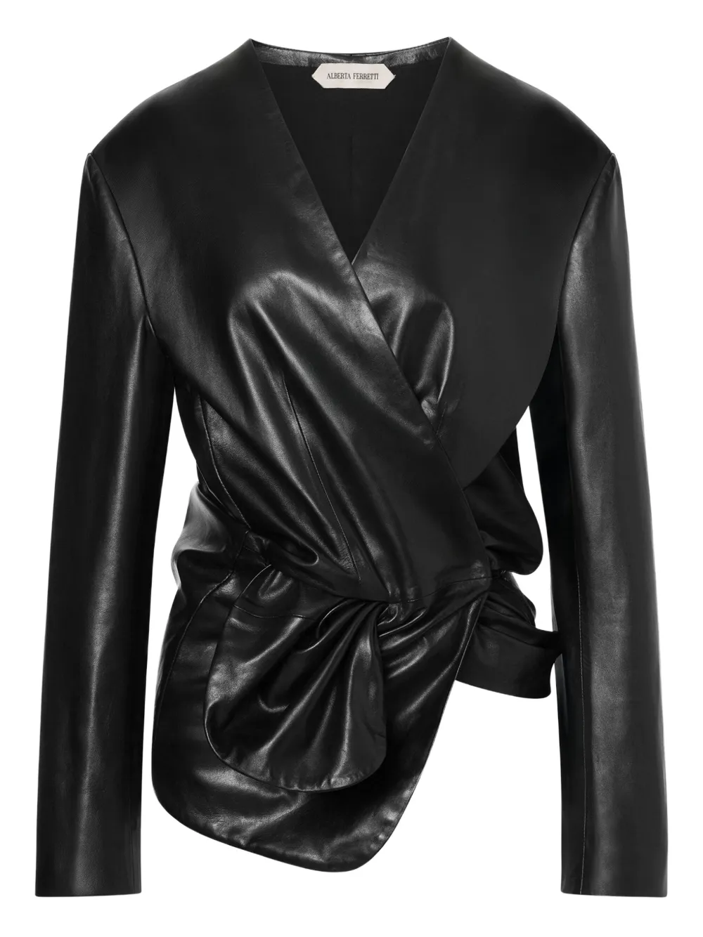 Alberta Ferretti wrap-style leather jacket | Black | Image 1