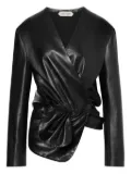 Alberta Ferretti wrap-style leather jacket - Black