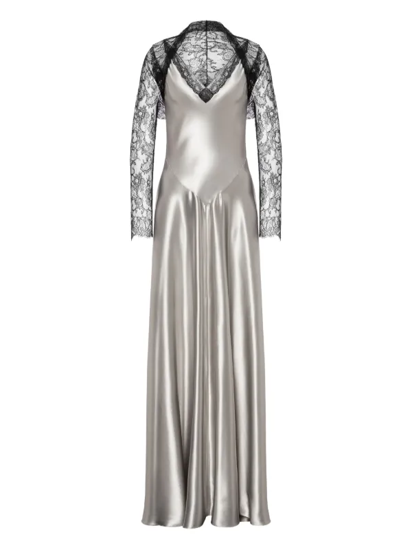 slim fit dress slacks Duntery Square Neck Stretch Satin Gown with Slit, Dusty-Sage main image 1
