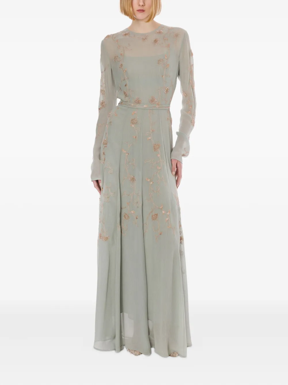Alberta Ferretti Jurk met geborduurde bloemen - Grijs