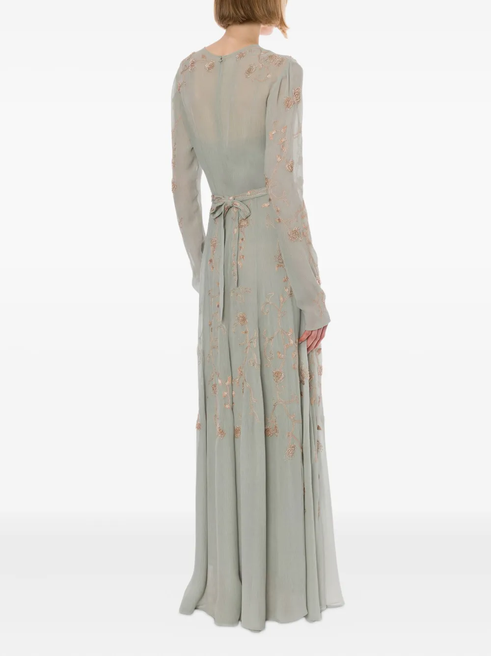 Alberta Ferretti Jurk met geborduurde bloemen Grijs