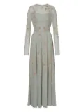 Alberta Ferretti floral-embroidered dress - Grey