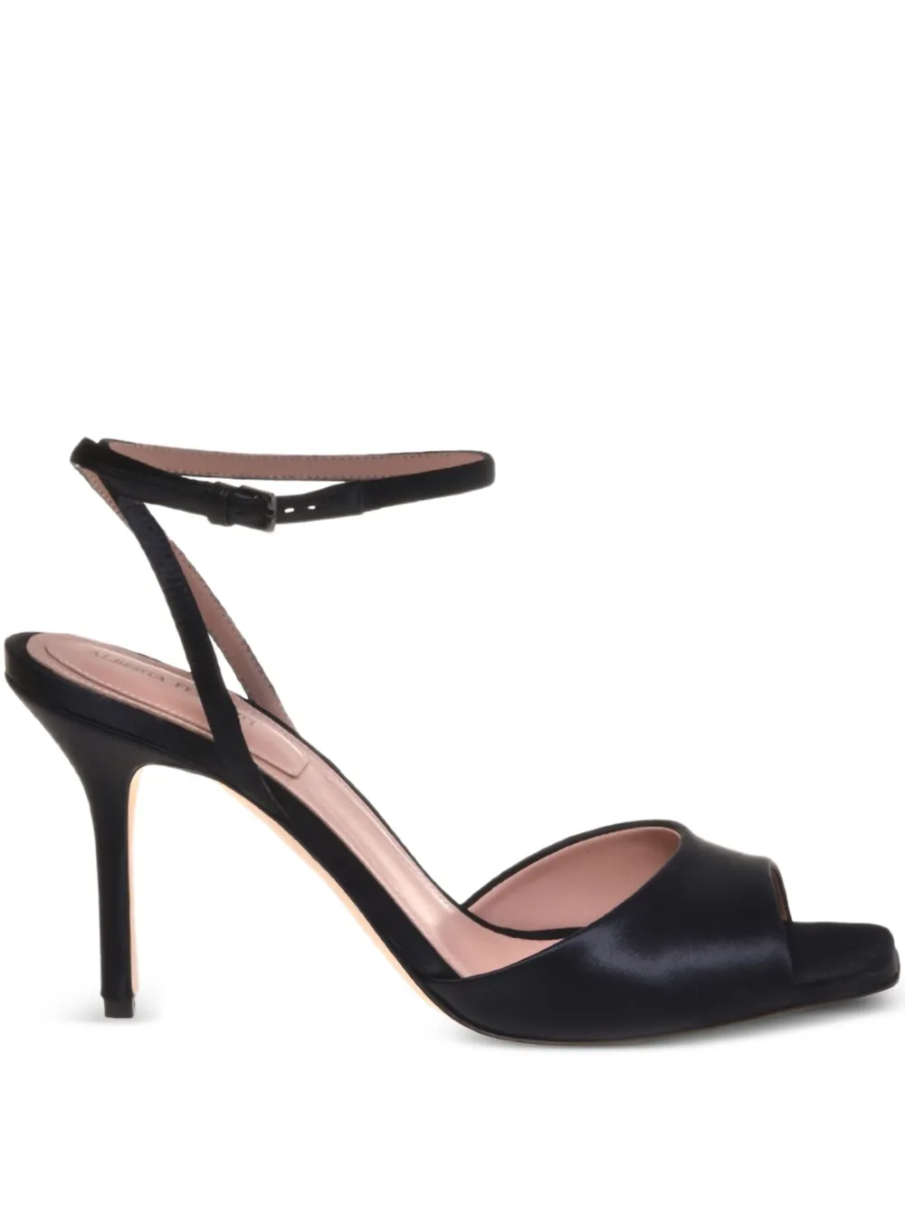 Alberta Ferretti 85 mm satijnen sandalen Zwart