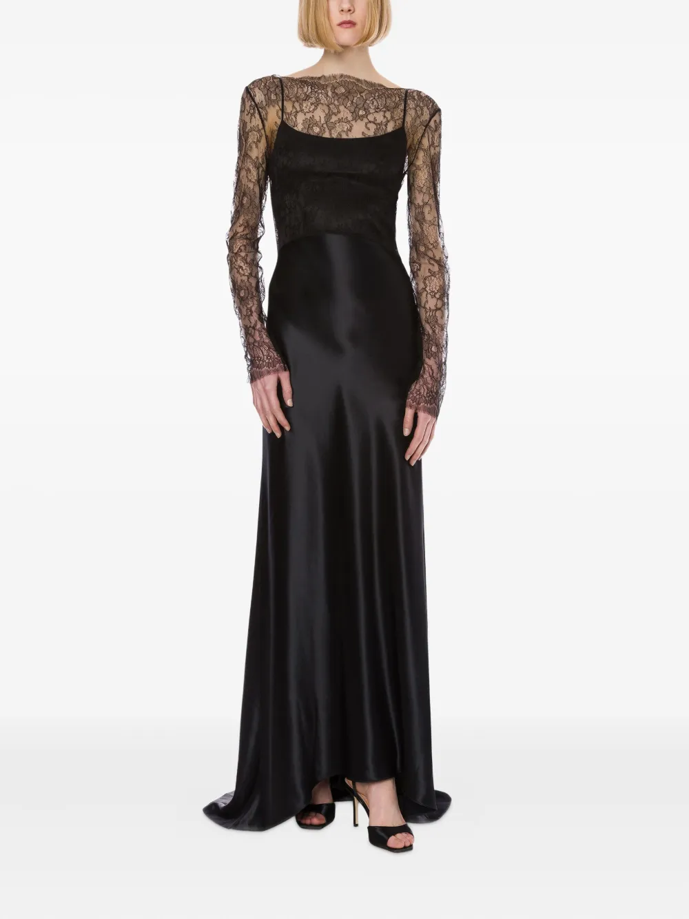 Alberta Ferretti Satijnen maxi-jurk Zwart