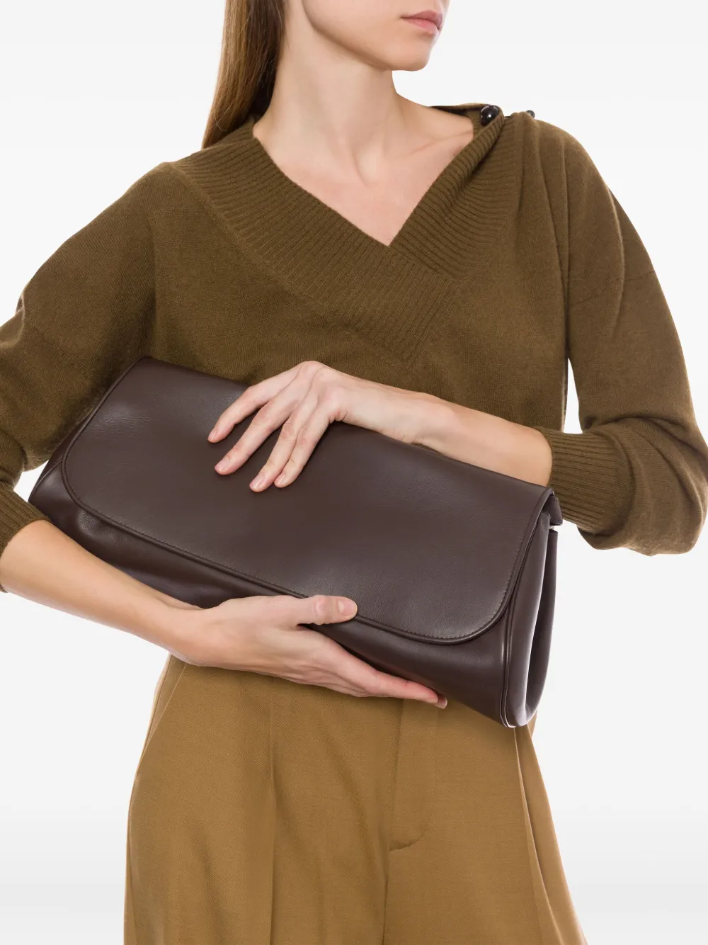 Alberta Ferretti Leren schoudertas - Bruin