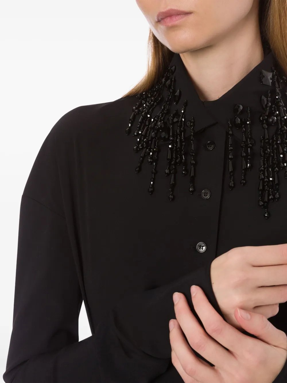 Alberta Ferretti Blouse met verfraaide kraag Zwart