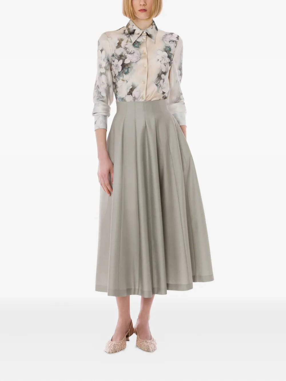 Alberta Ferretti Midi-plooirok Grijs