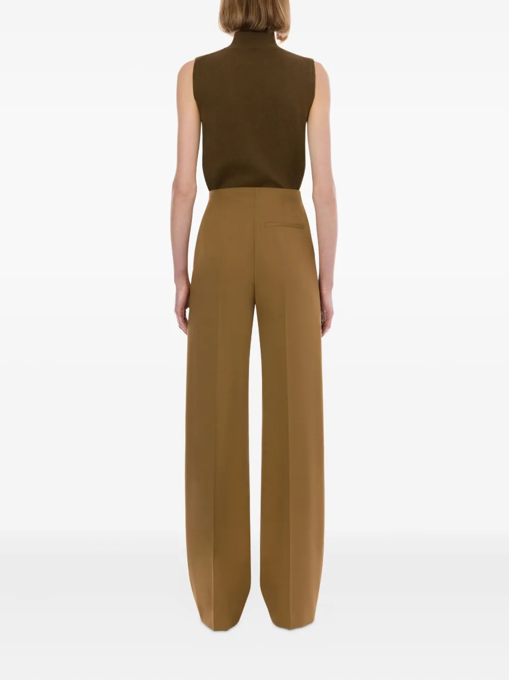 Alberta Ferretti Pleated High-waisted Trousers In Brown