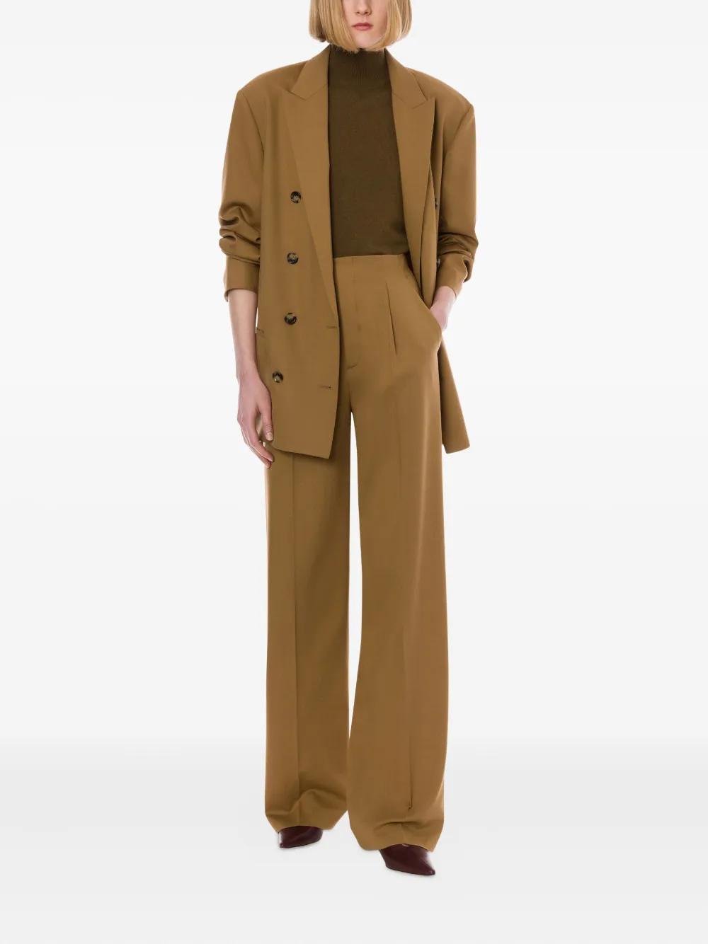 Alberta Ferretti Pleated High-waisted Trousers In Brown