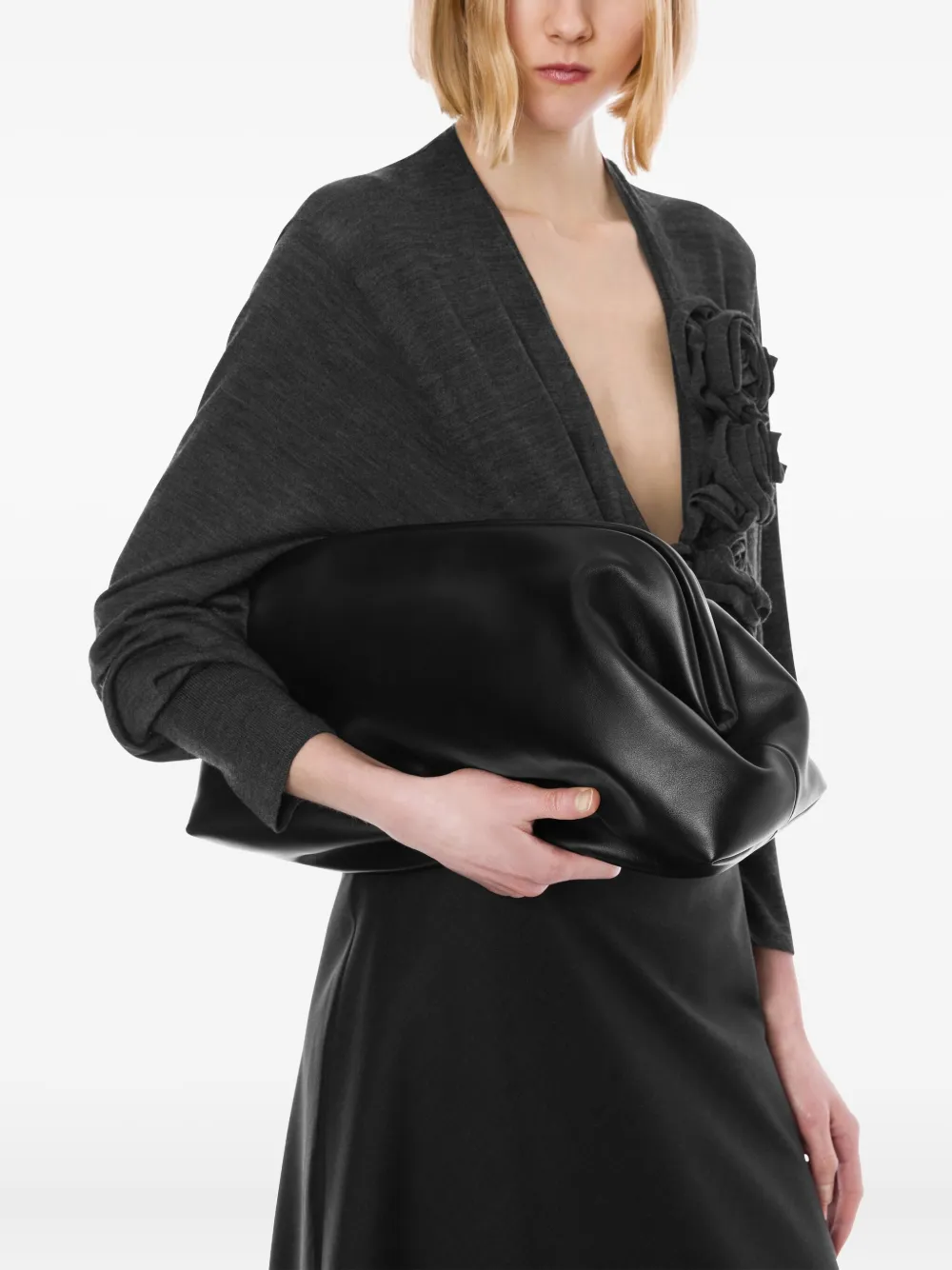 Alberta Ferretti Satijnen clutch Zwart