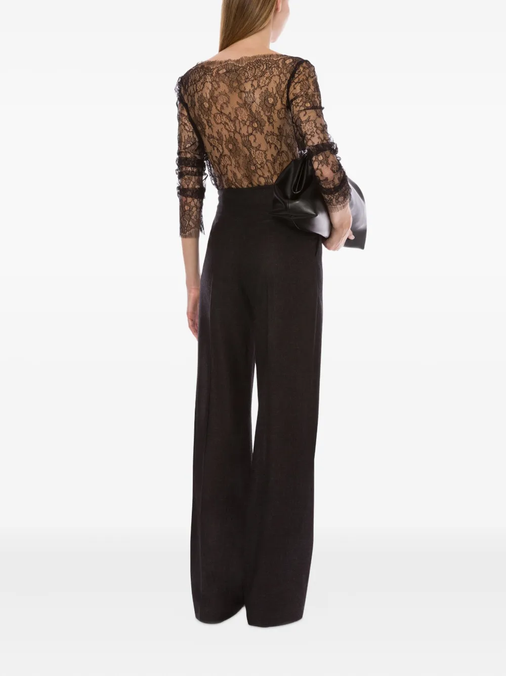 Alberta Ferretti Shirt met bloemenkant Zwart