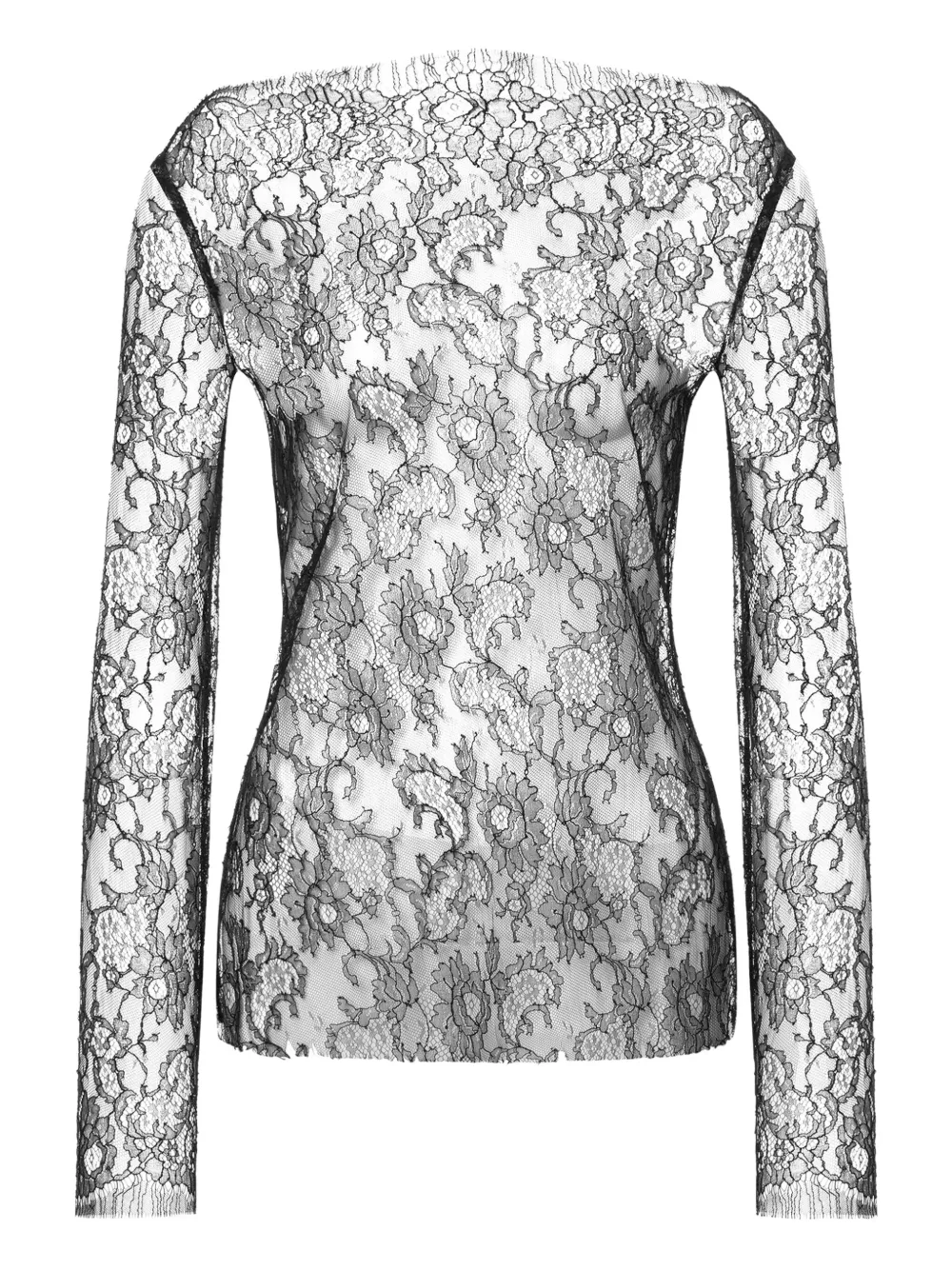 Alberta Ferretti Shirt met bloemenkant Zwart