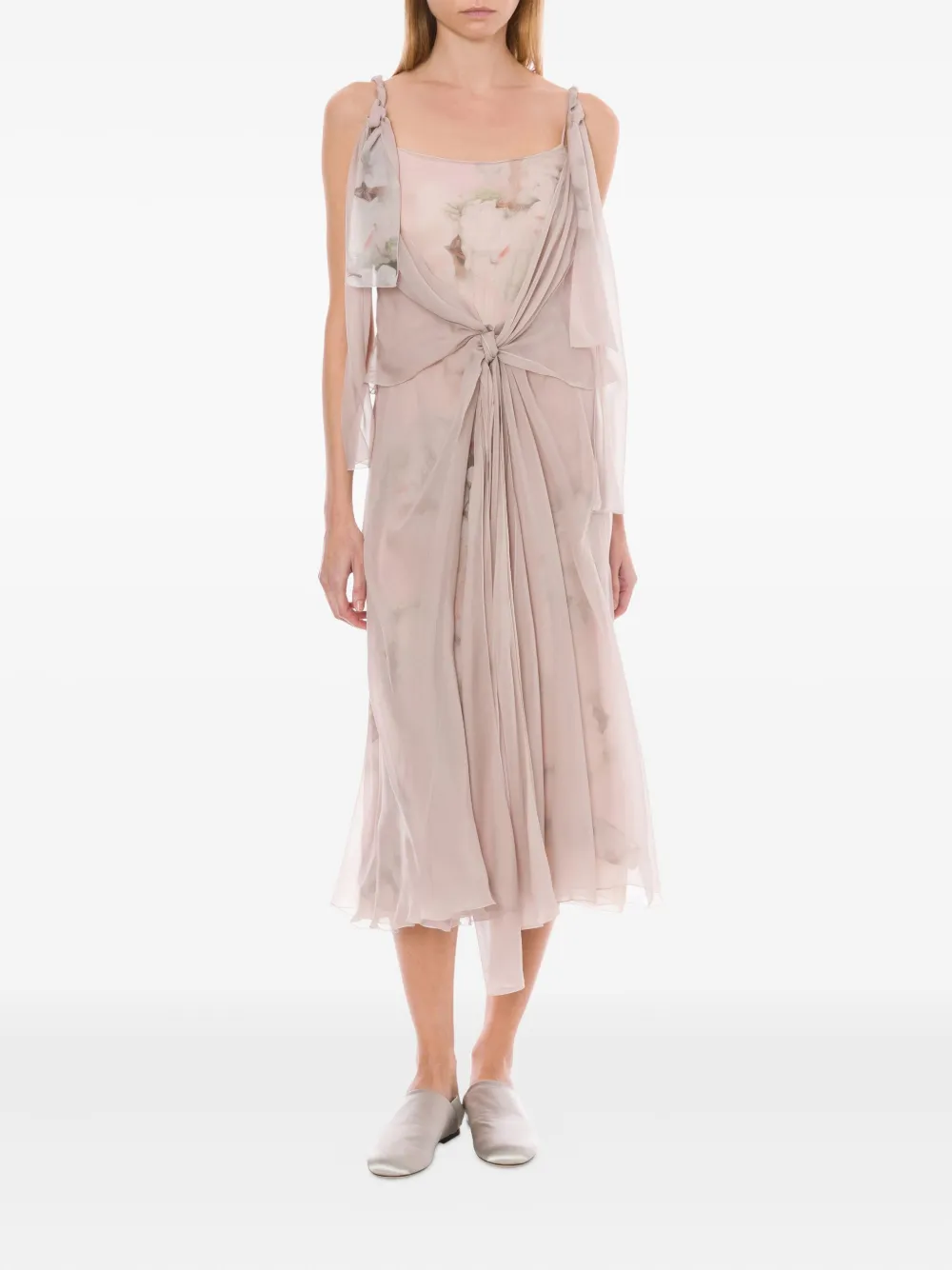Alberta Ferretti floral-print silk dress - Roze