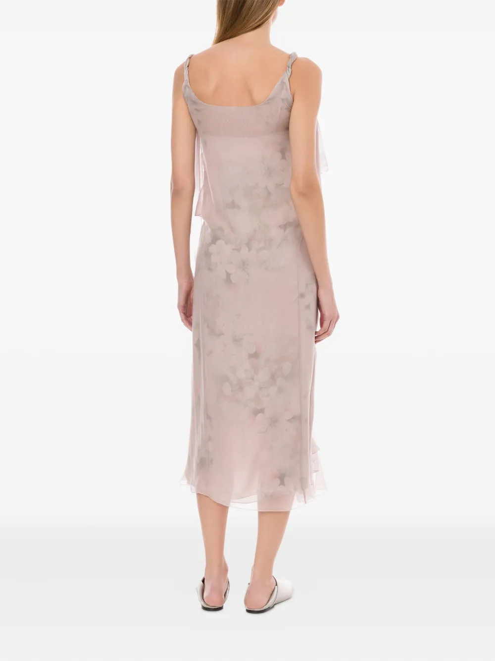 Alberta Ferretti floral-print silk dress Roze