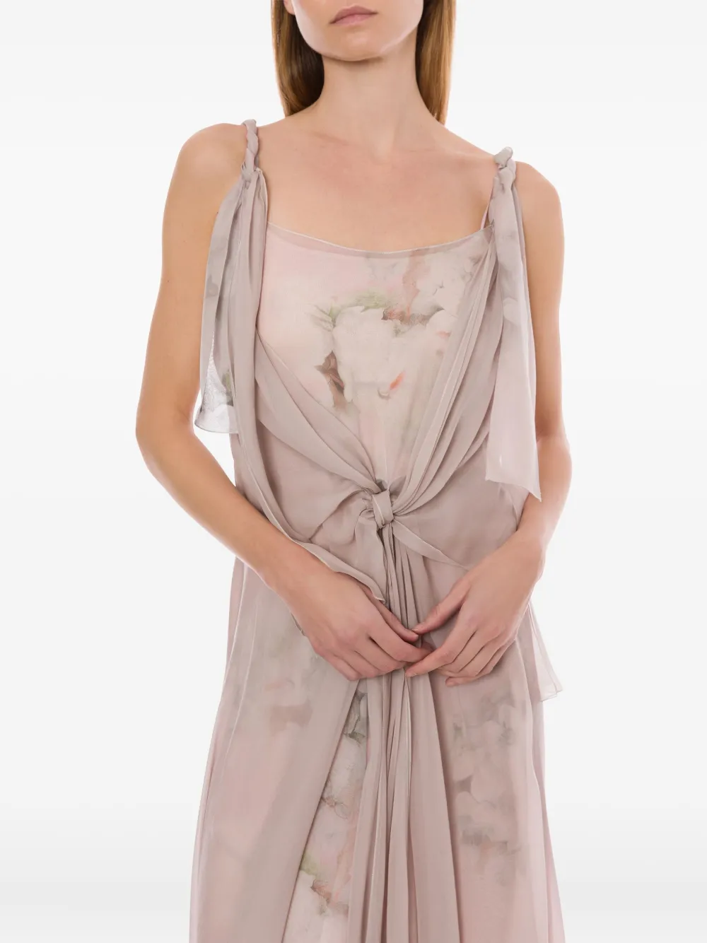 Alberta Ferretti floral-print silk dress Roze