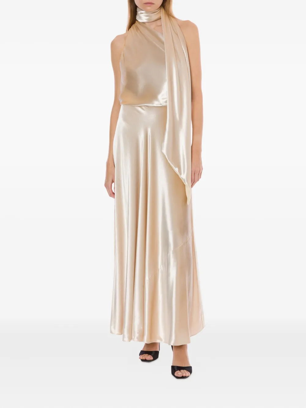 Alberta Ferretti Satijnen maxi-jurk Wit