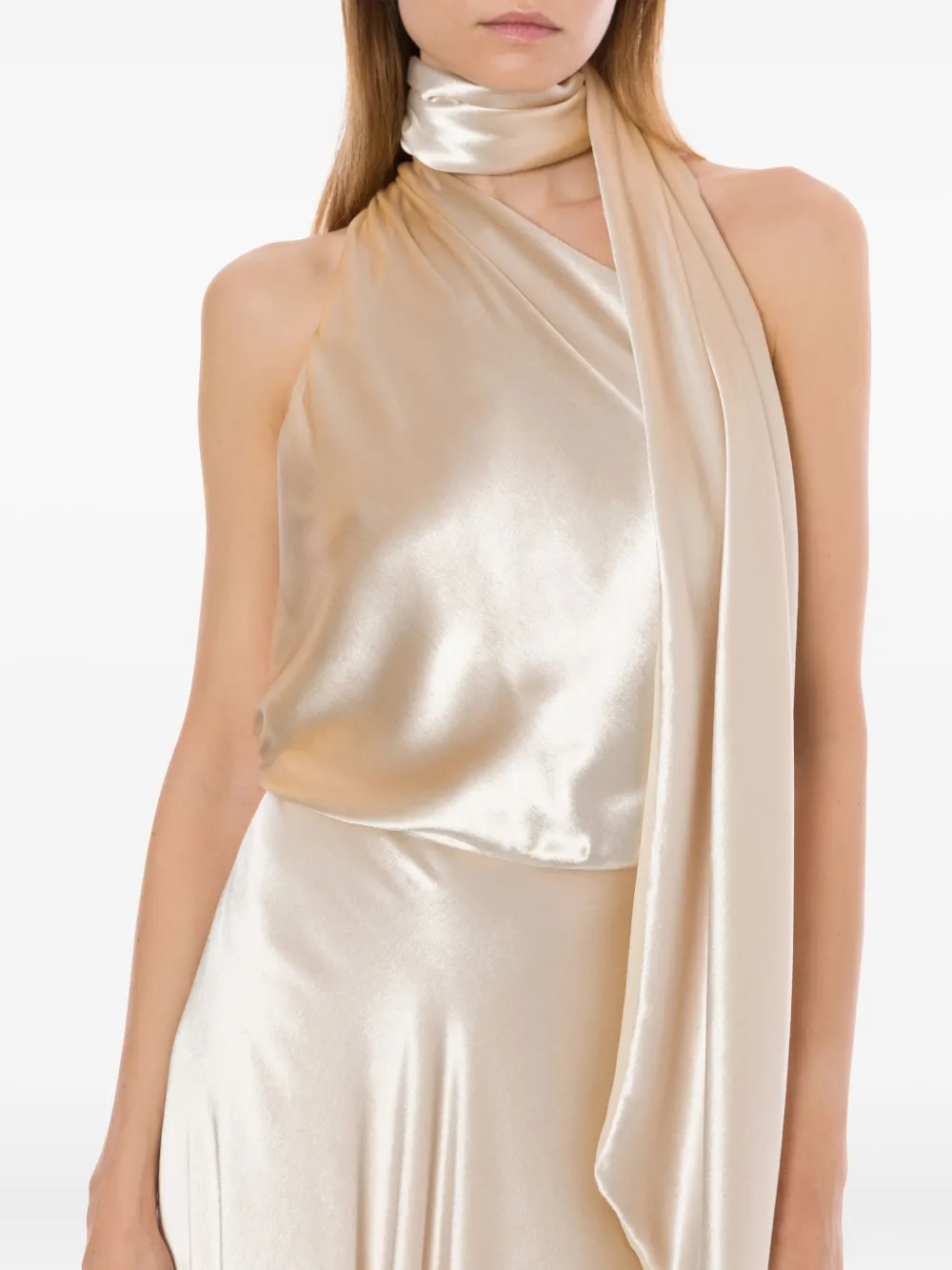 Alberta Ferretti Satijnen maxi-jurk Wit