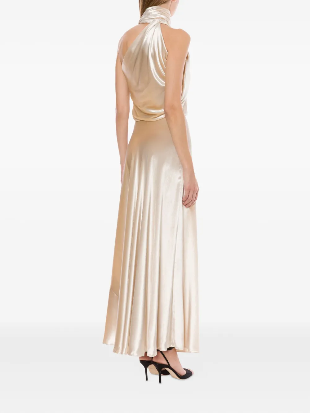 Alberta Ferretti Satijnen maxi-jurk Wit