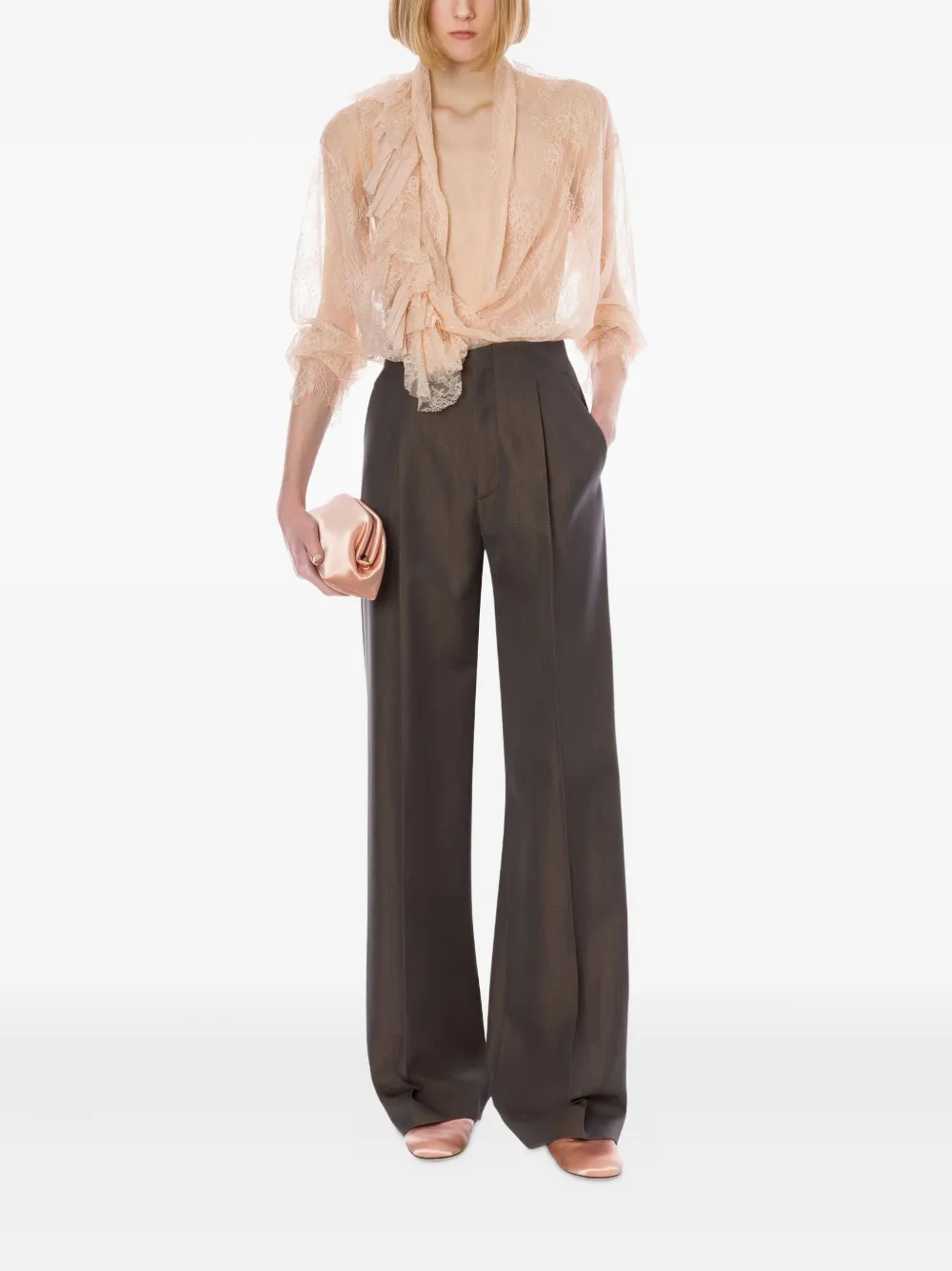 Alberta Ferretti Broek van wolblend Grijs