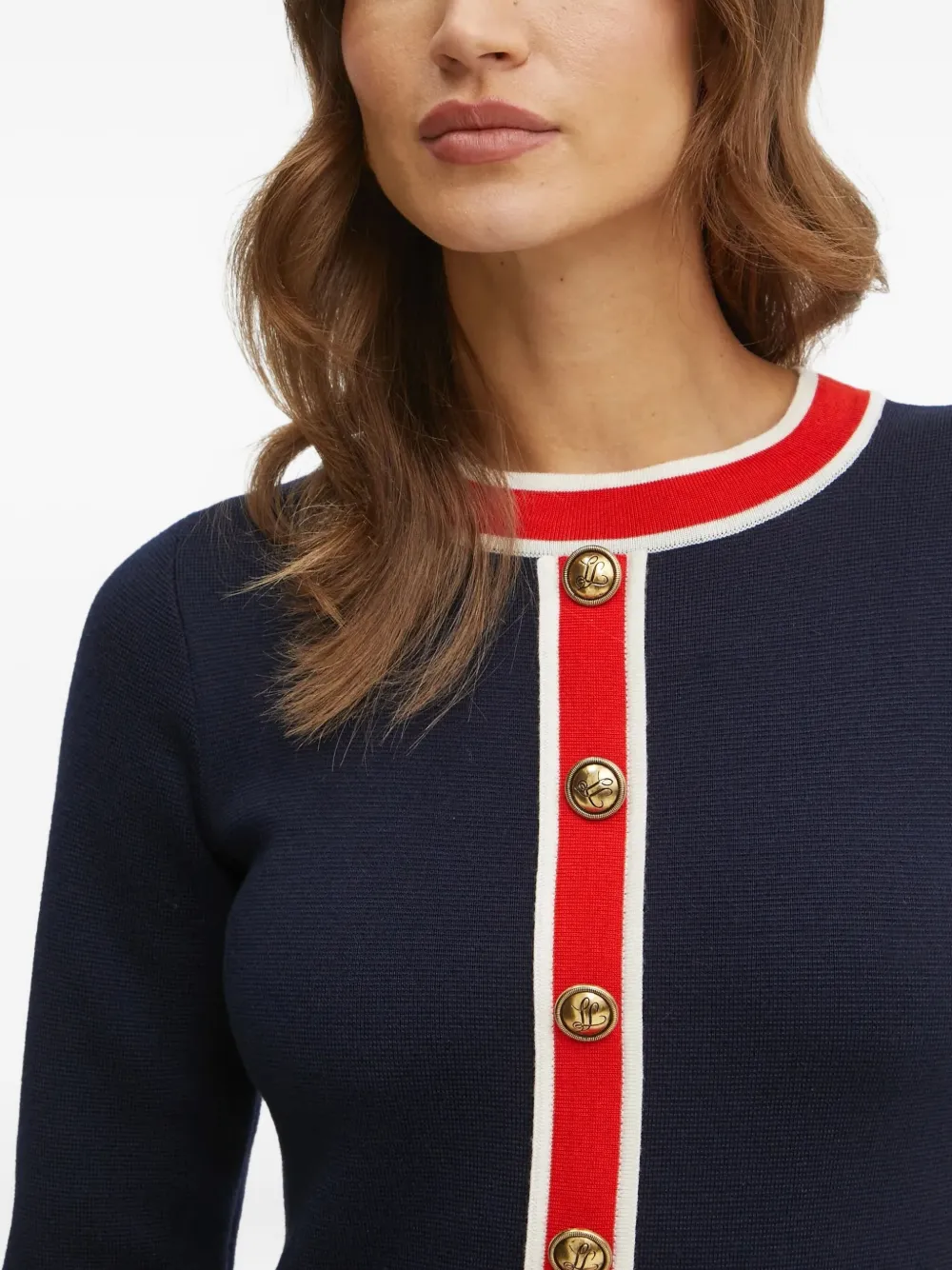 LUISA SPAGNOLI Jurk verfraaid met knopen en streepdetail Blauw