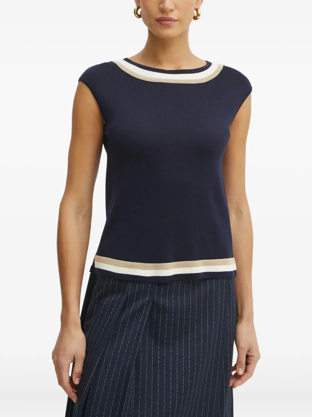 LUISA SPAGNOLI stripe-trimmed top | Blue | Image 1