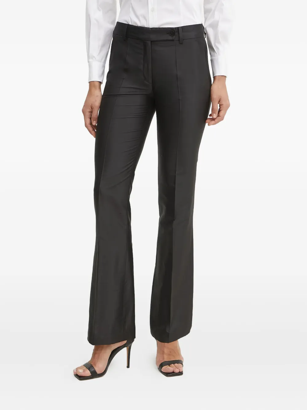 LUISA SPAGNOLI satin-finish flared trousers - Nero