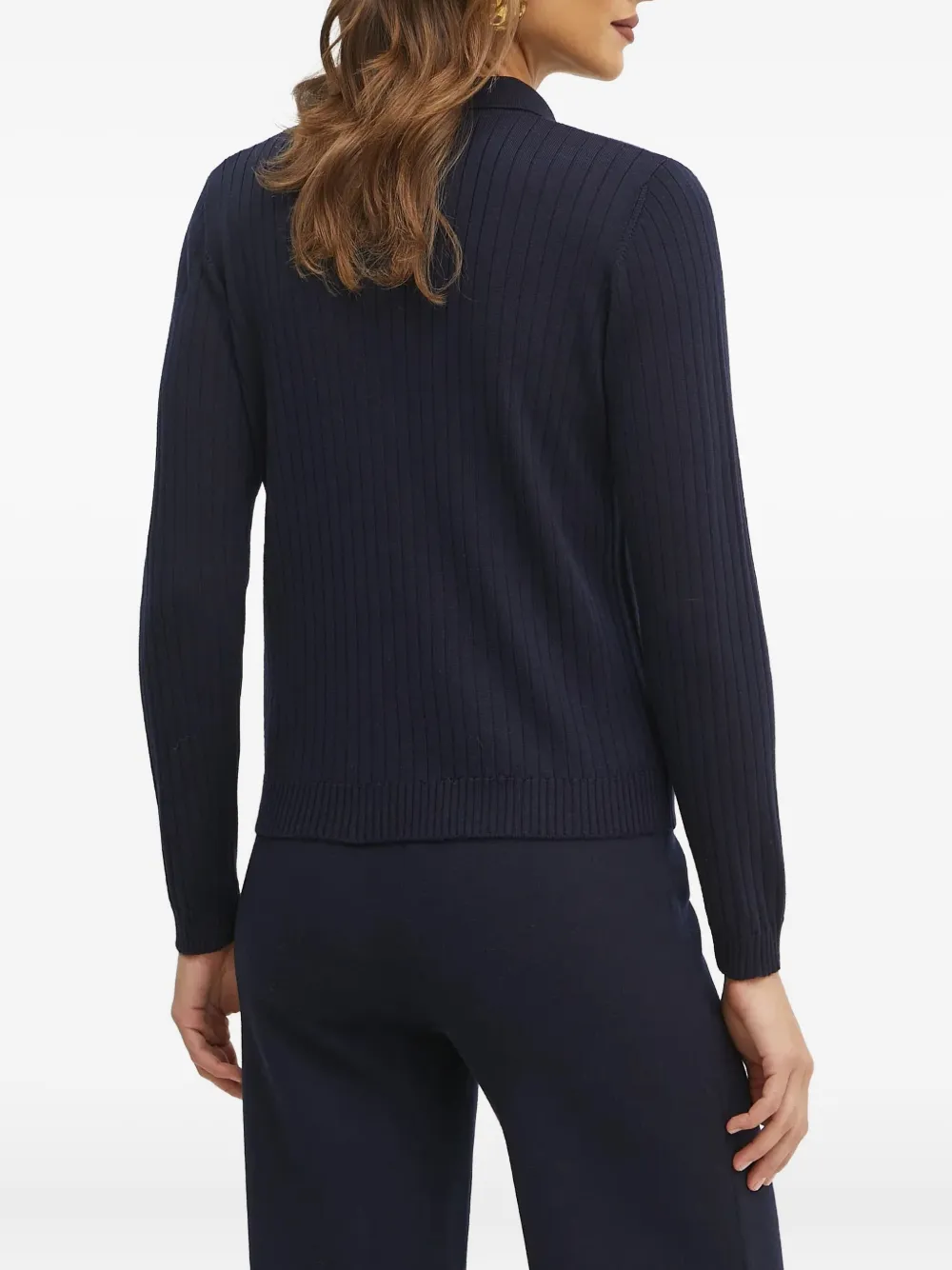 Luisa Spagnoli Ribbed Polo-neck Sweater In Blue