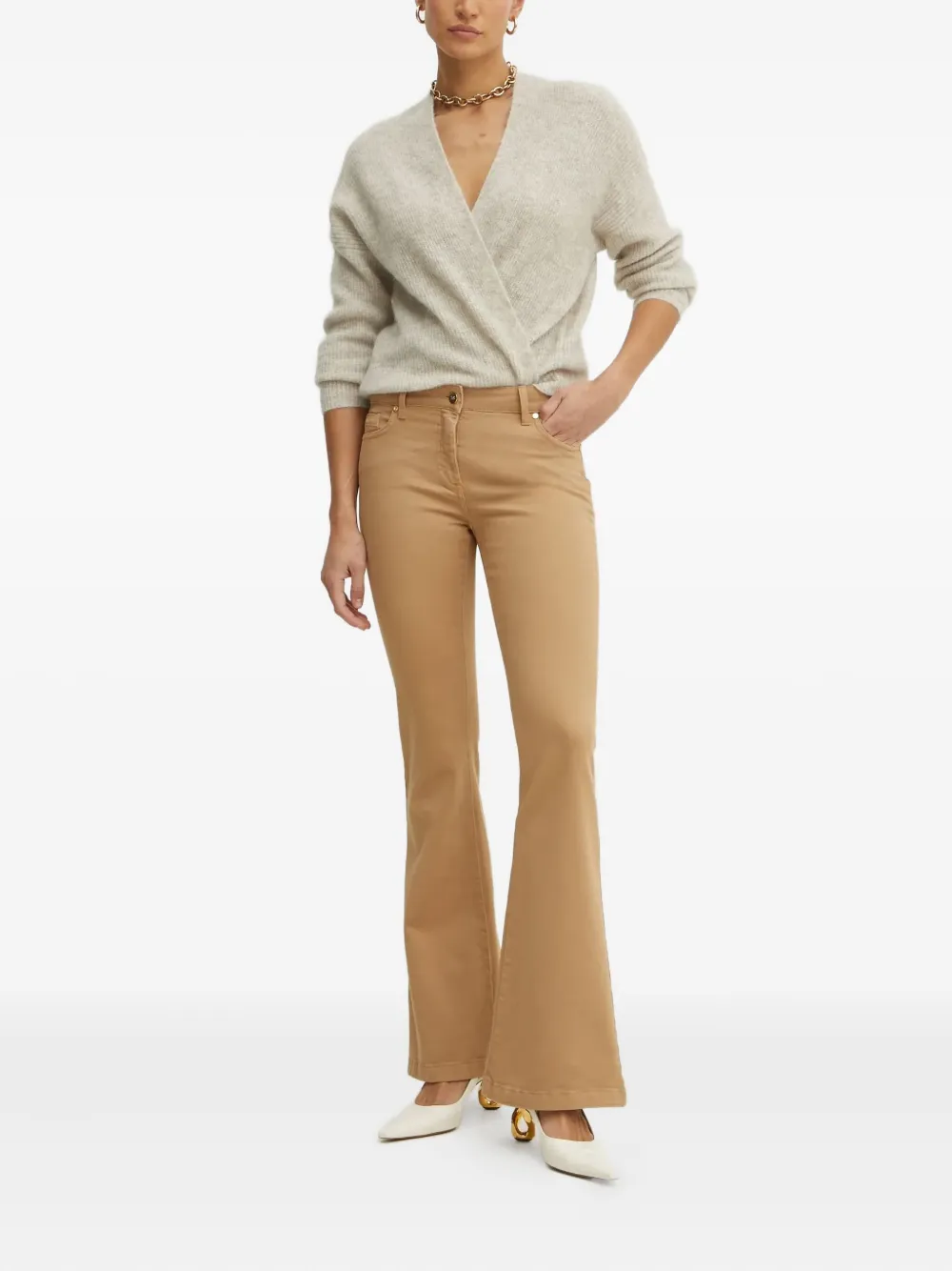 LUISA SPAGNOLI leather-patch flare jeans - Bruin