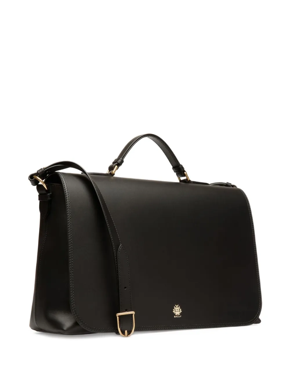 Bally Leren aktetas met structuur Zwart