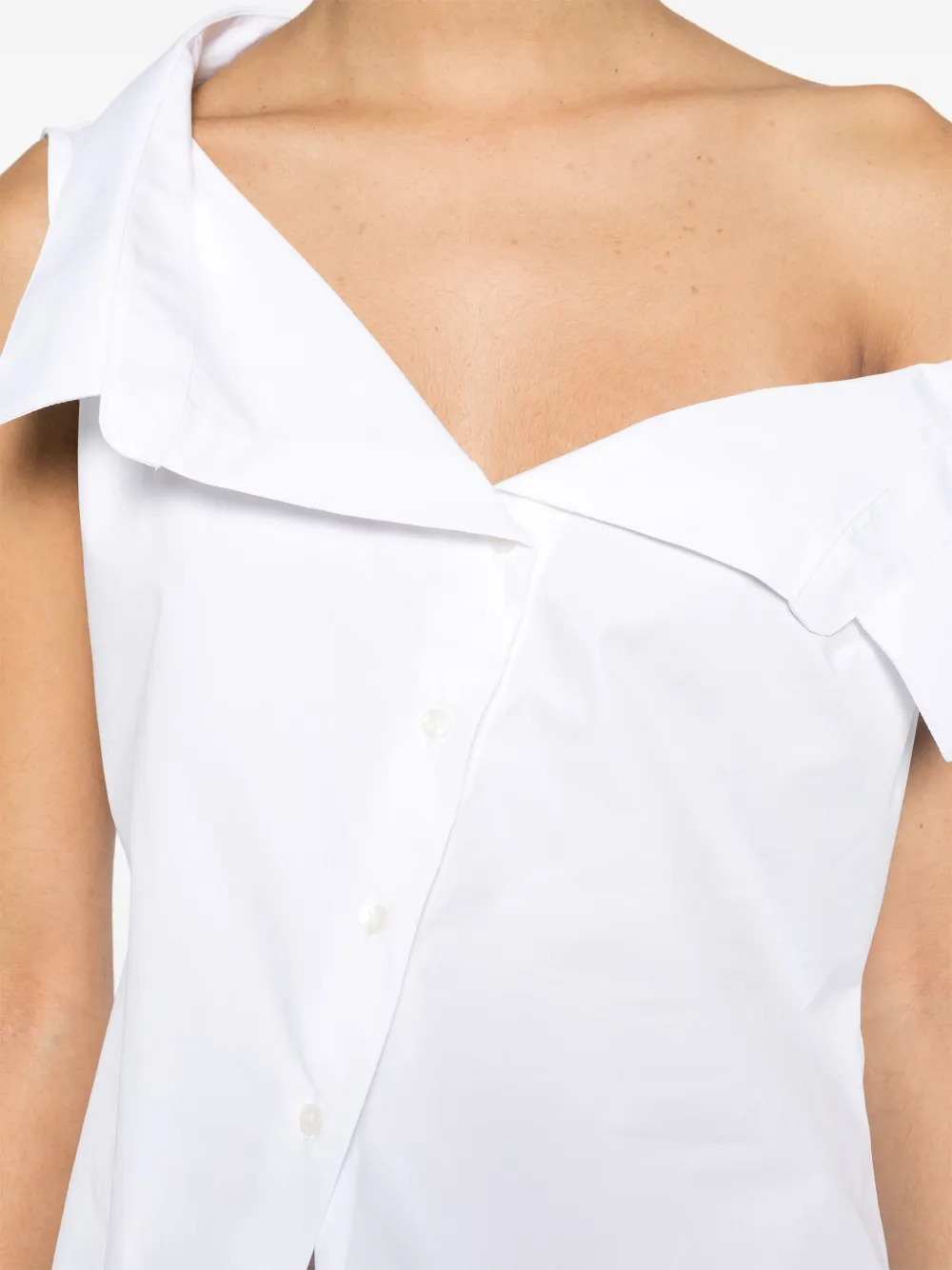Shop Rohe Deconstructed Off-shoulder Top In 白色