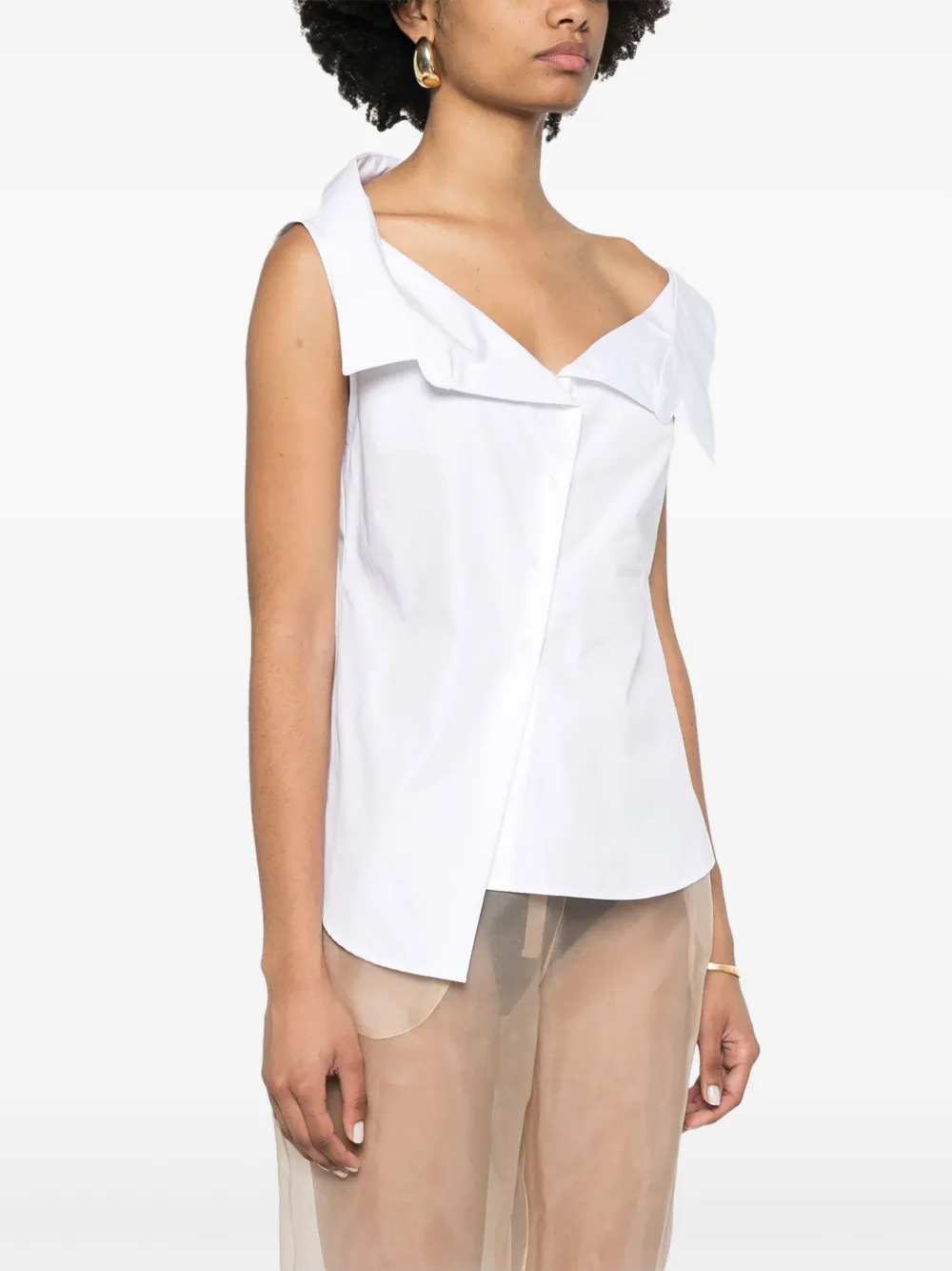 Shop Rohe Deconstructed Off-shoulder Top In 白色