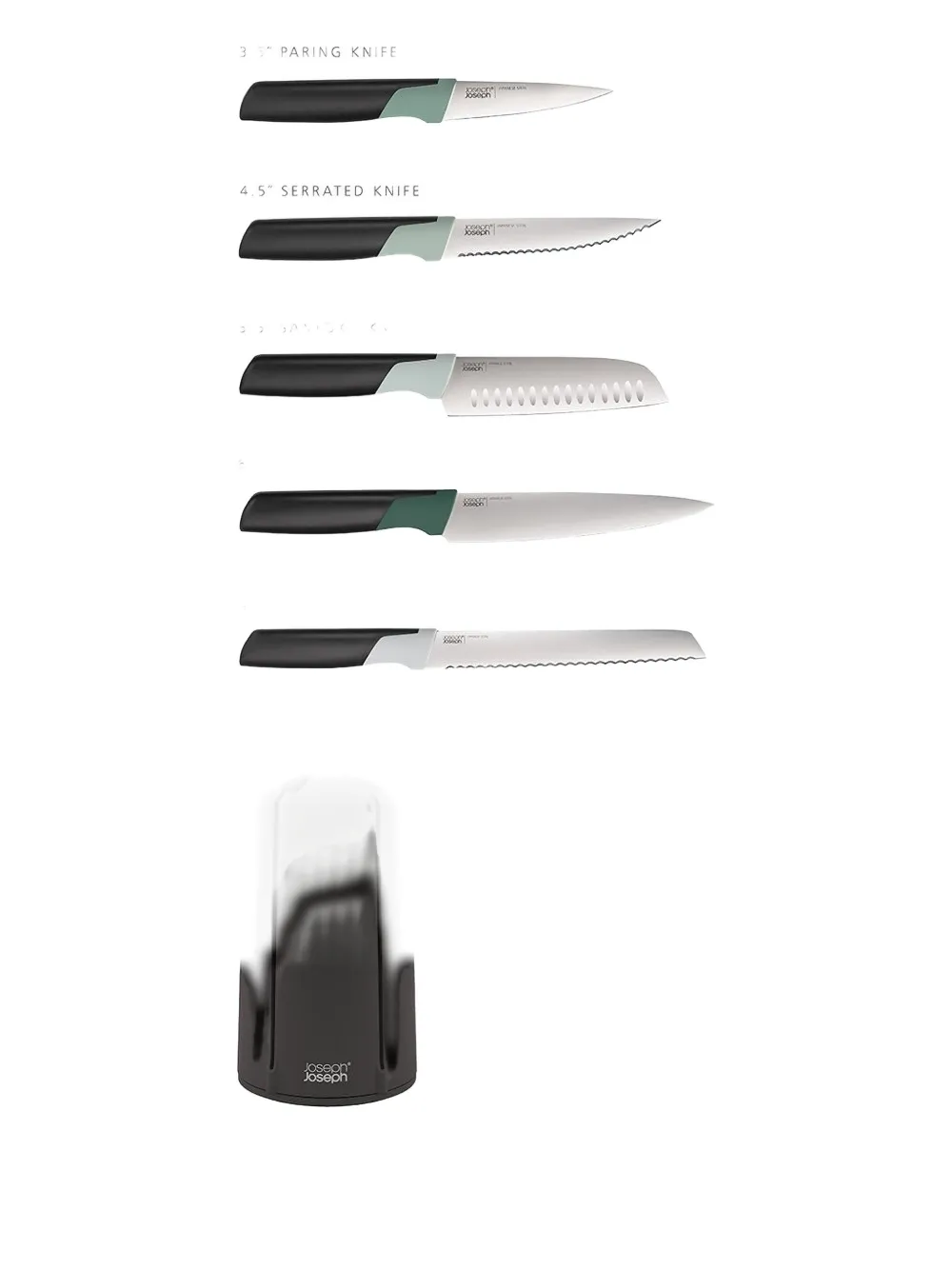 Joseph Joseph Rotating-block Knifes (set Of Five) In Black