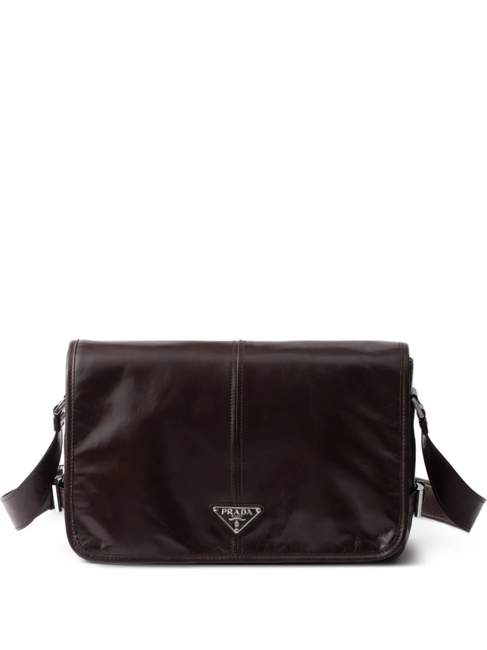 Prada Leren messengertas Bruin