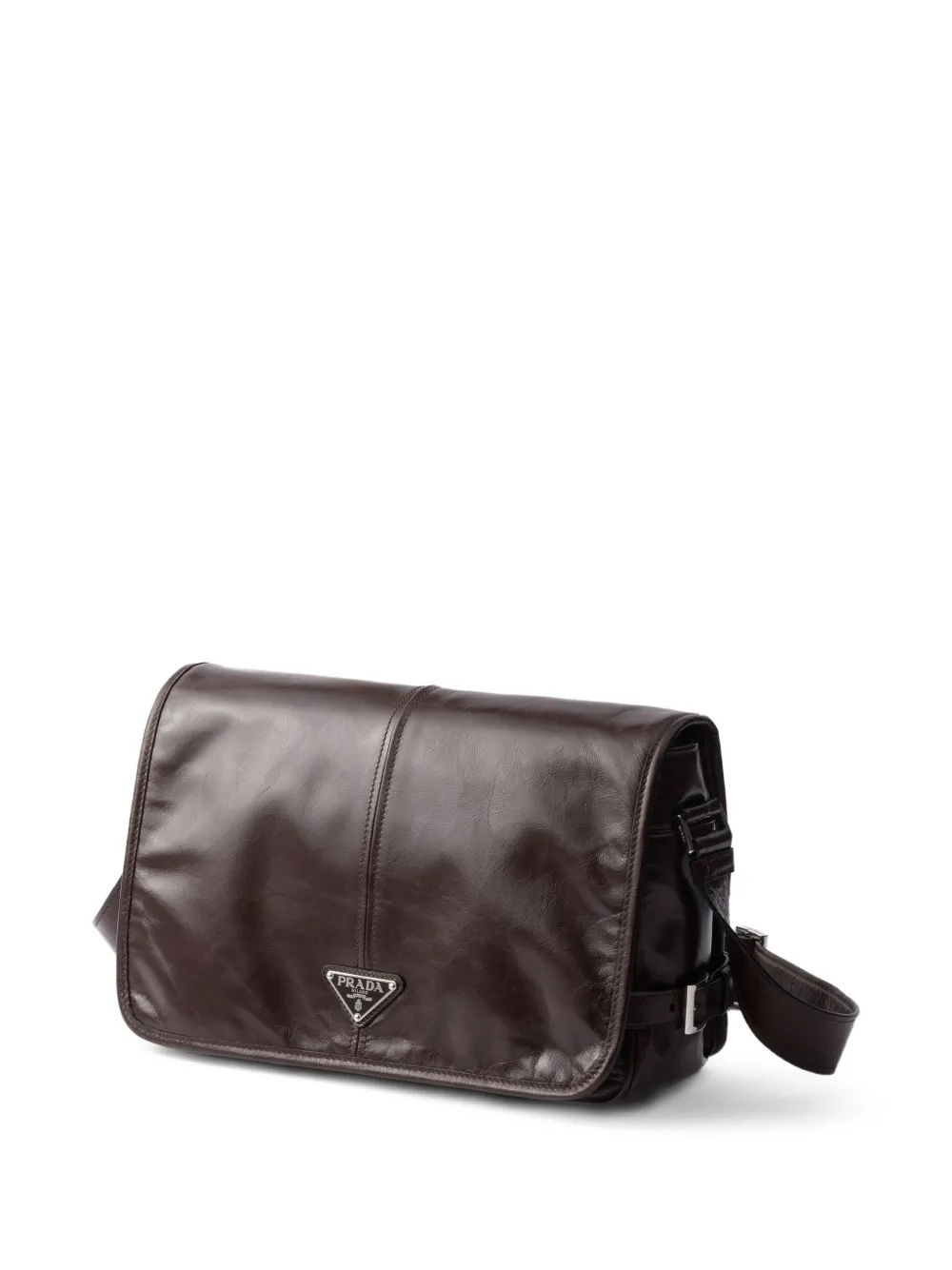 Prada Leren messengertas Bruin