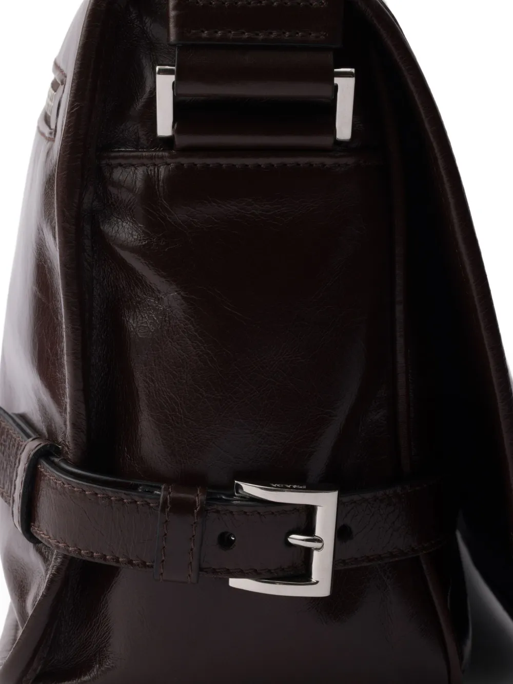 Prada Leren messengertas Bruin