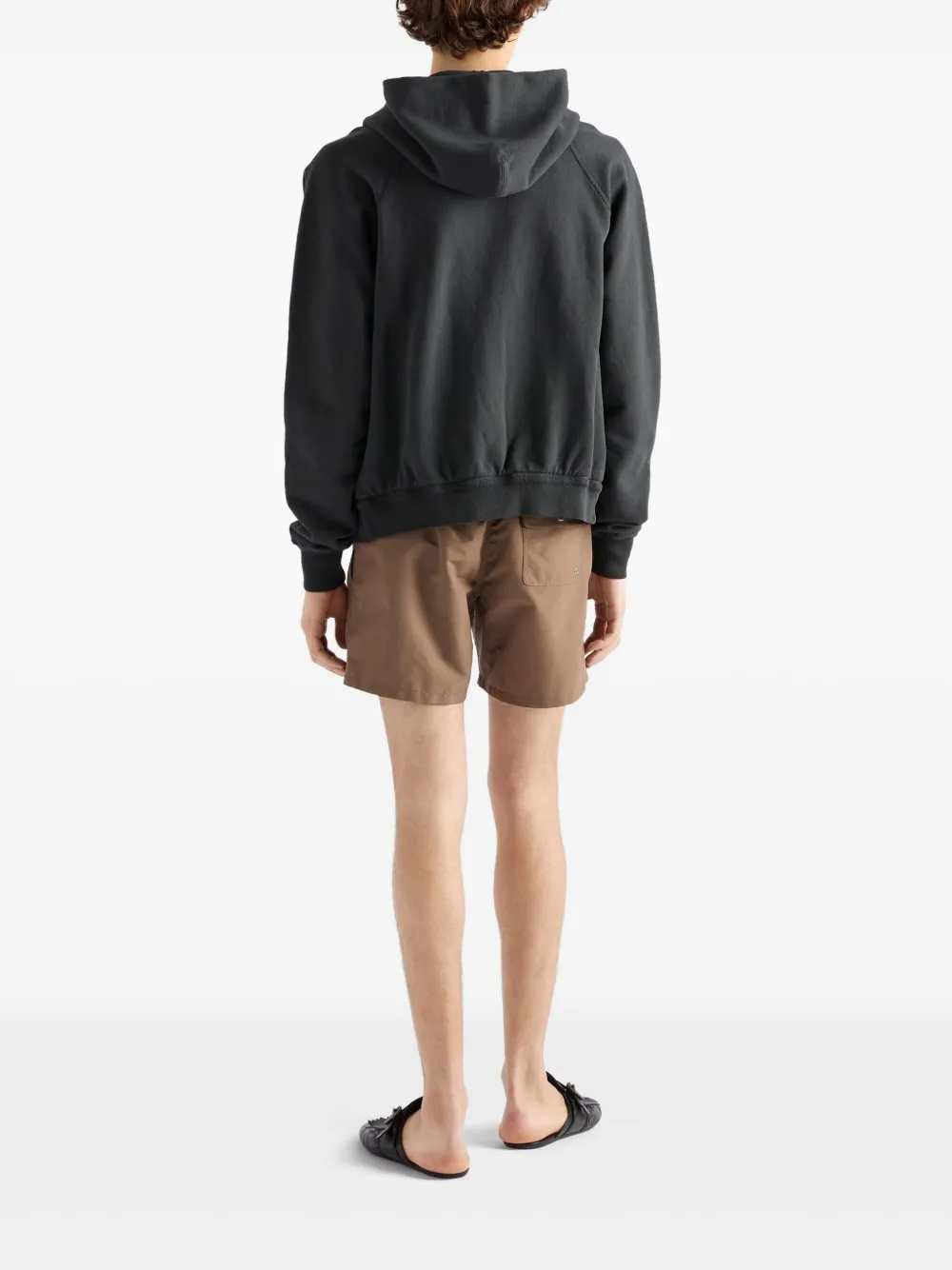 Prada Elasticated-waist Swim Shorts In Brown