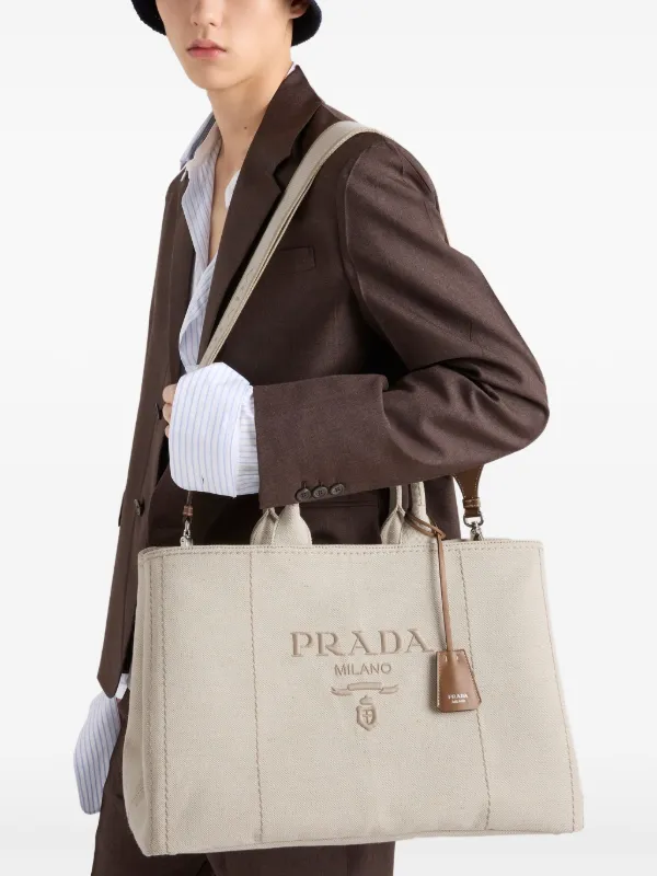 Prada ロゴ トートバッグ | ニュートラル | FARFETCH JP