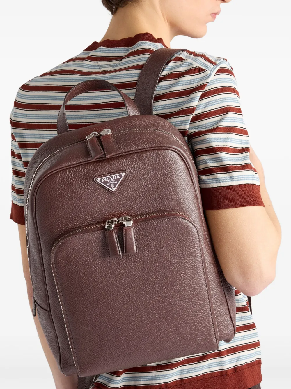 Shop Prada Structured Leather Backpack