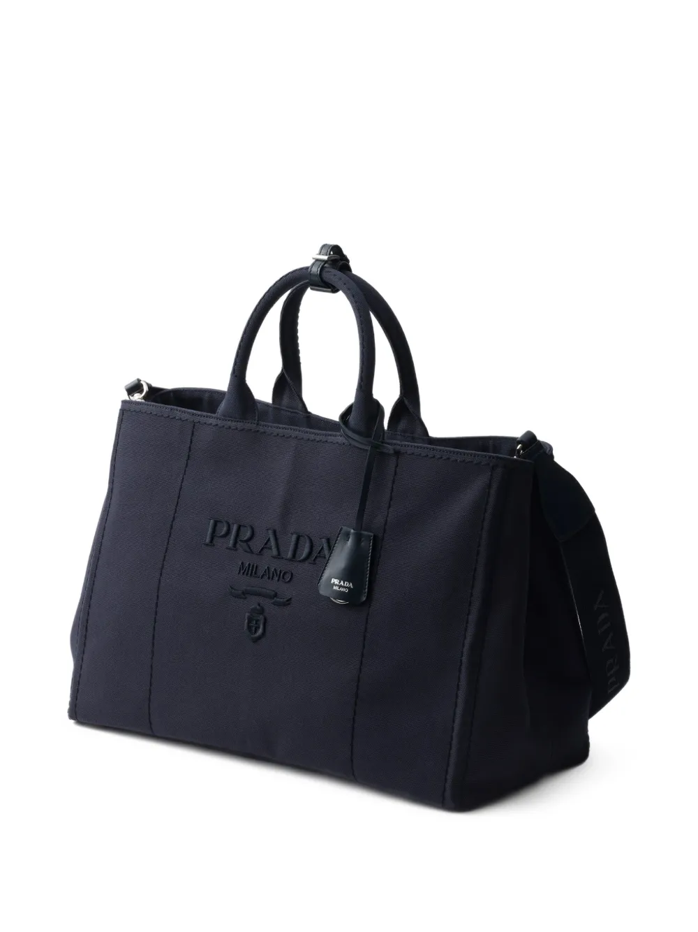 Prada Shopper met logo-reliëf Blauw