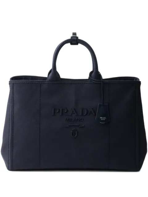 Prada logo-embossed tote bag