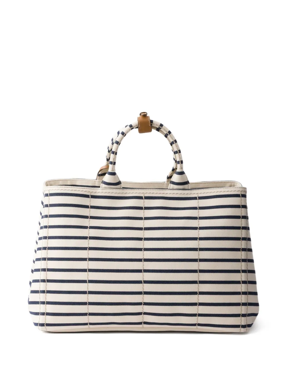 Prada Canapa gestreepte canvas shopper Wit