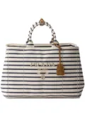 Prada Canapa striped canvas tote bag - White