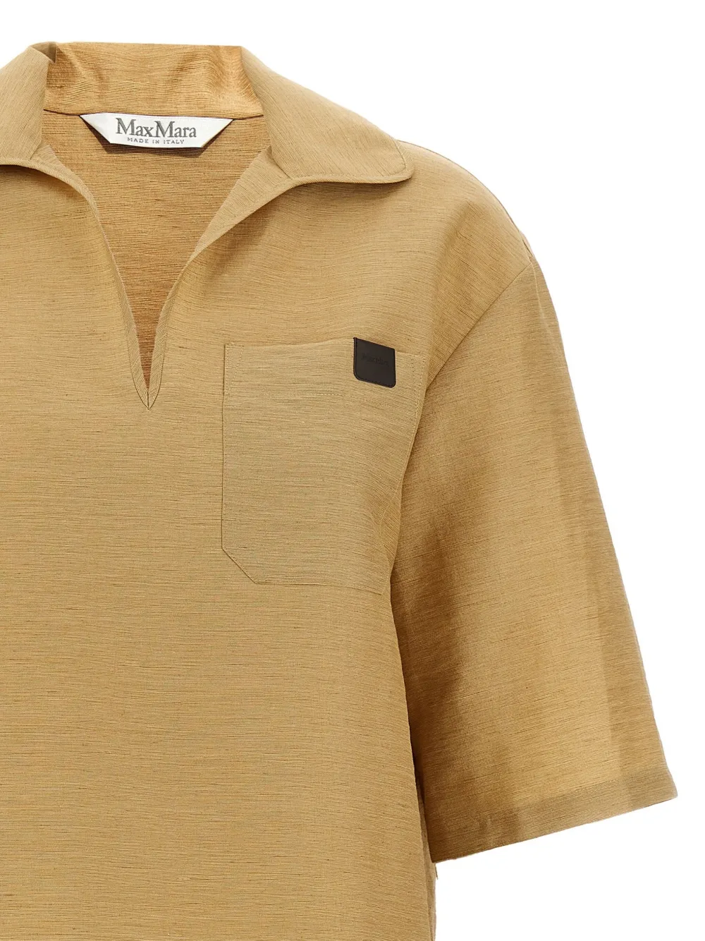 Max Mara Knitwear Sweater With Chest Pocket And V Neck In Gold