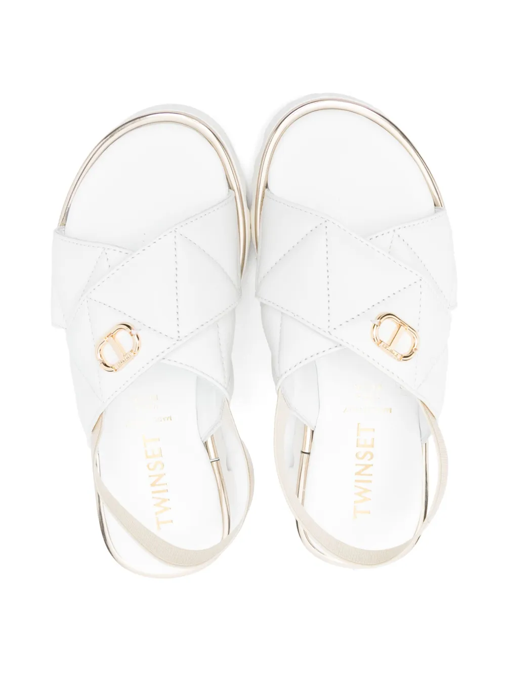 TWINSET Kids logo-plaque sandals White