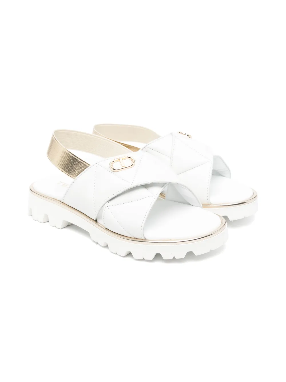 TWINSET Kids Sandalen met logoplakkaat Wit