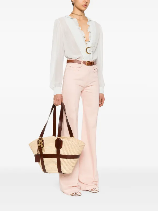 トートバッグ Chloe Tote bag Kerala 25 in raffia and brown leather Chloé Tote bag Kerala 25 in raffia and brown leather