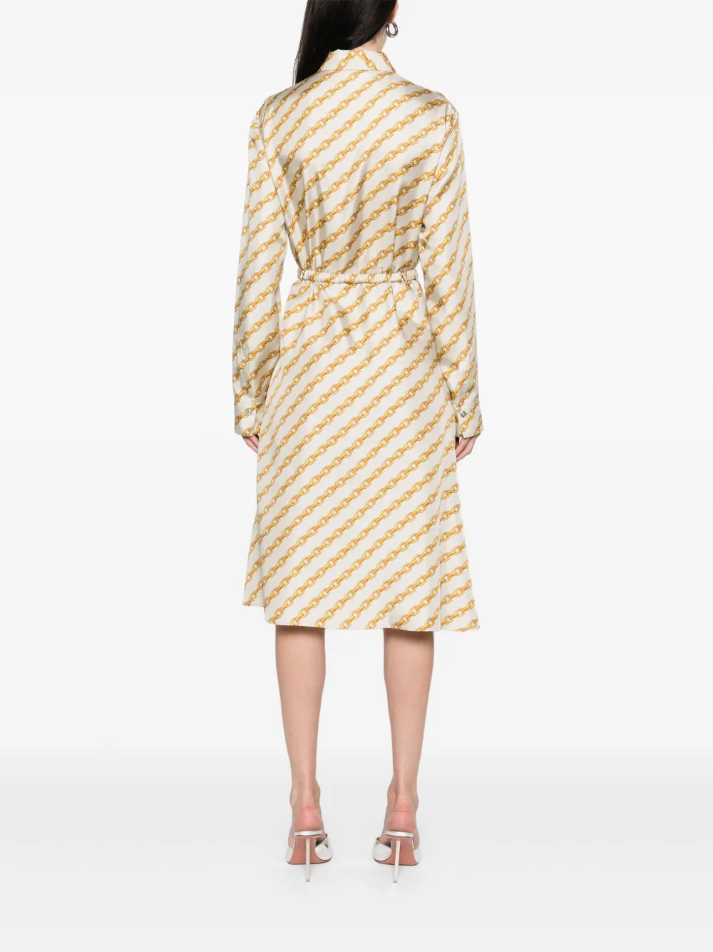Versace Oblique blousejurk met kettingprint Beige