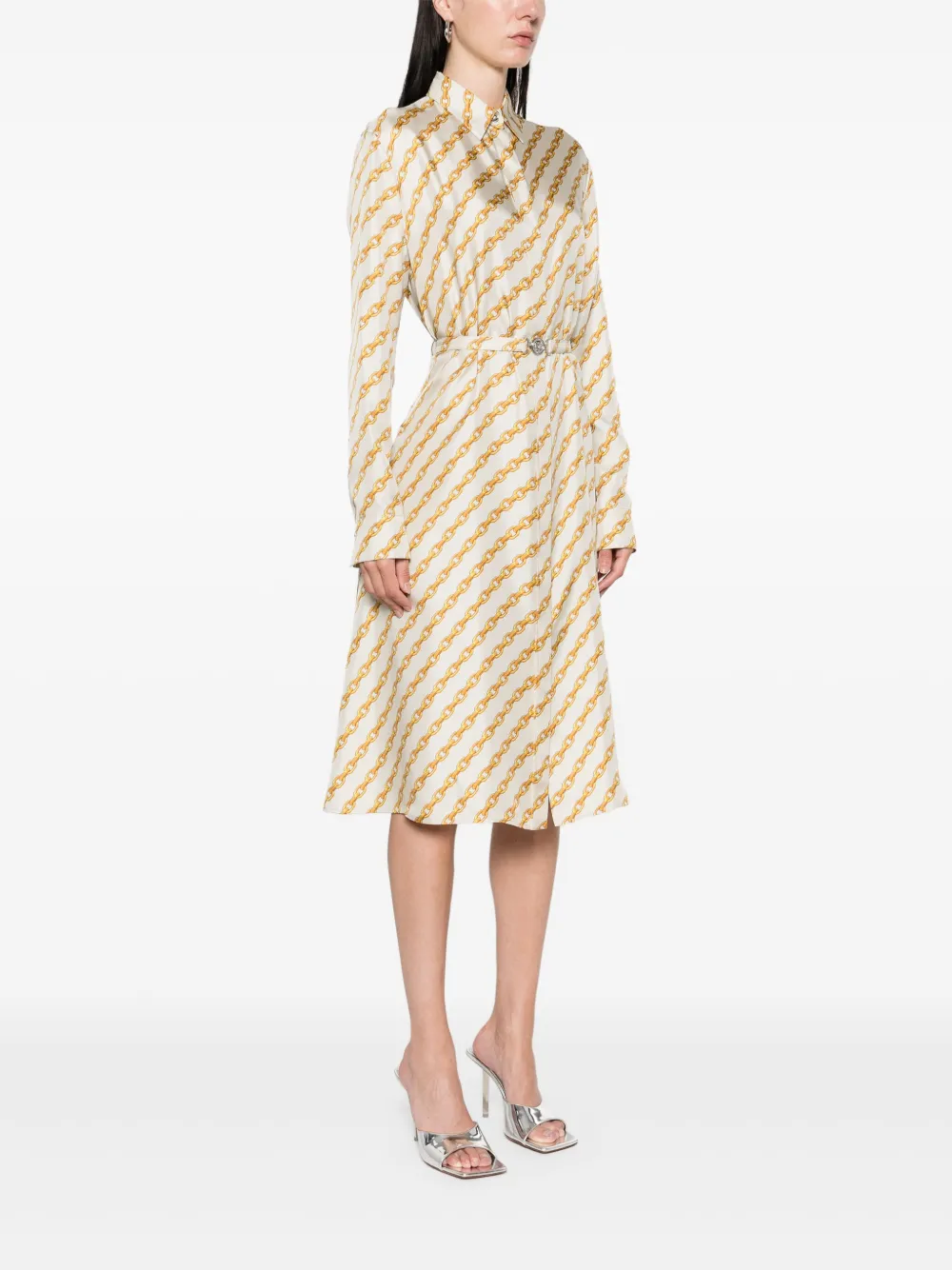Versace Oblique blousejurk met kettingprint Beige
